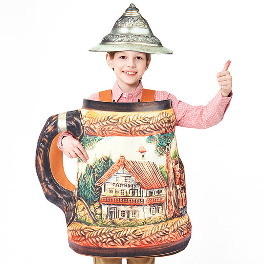 Unisex nan traditioneller keramischer Bierkrug mit Zinndeckel und handbemaltem Reliefmotiv EB