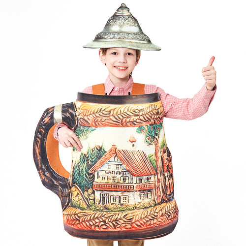 Unisex nan traditioneller keramischer Bierkrug mit Zinndeckel und handbemaltem Reliefmotiv EB