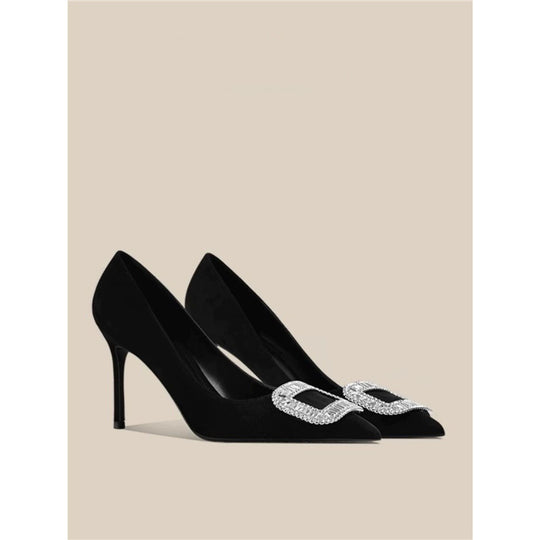 Damen elegante spitze Pumps mit glitzernden Strassakzenten EB