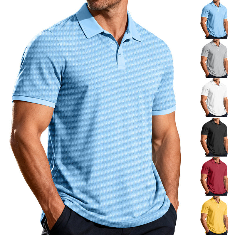 Herren nan strukturiertes Piqué-Kurzarm-Poloshirt mit Hemdkragen EB