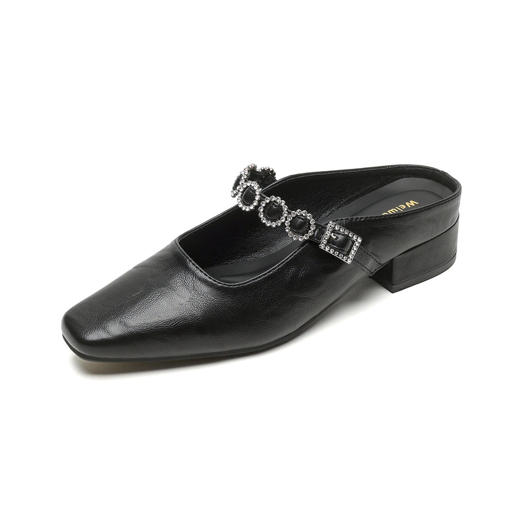 Damen elegante Slingback-Mules mit modischem Riemen und luxuriöser Schnallenakzent EB
