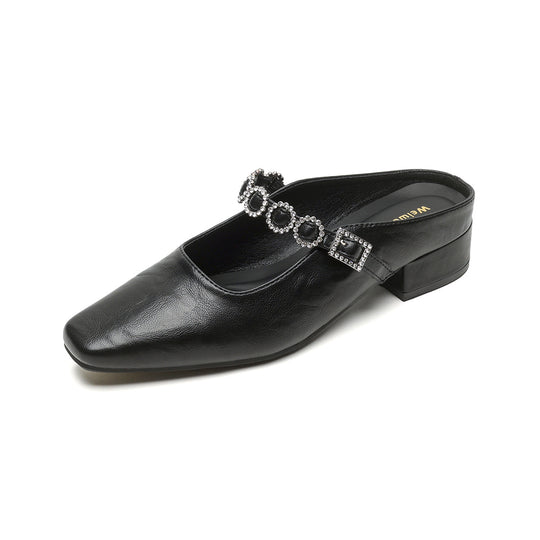 Damen elegante Slingback-Mules mit modischem Riemen und luxuriöser Schnallenakzent EB
