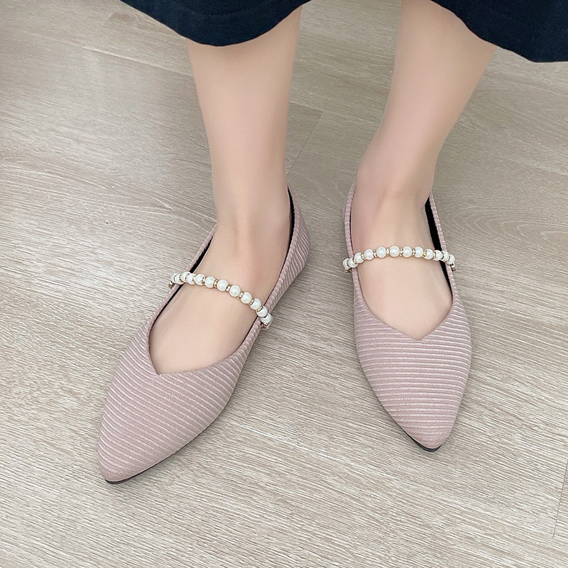Damen Ballerinas mit dekorativer Perlen-Halterung EB