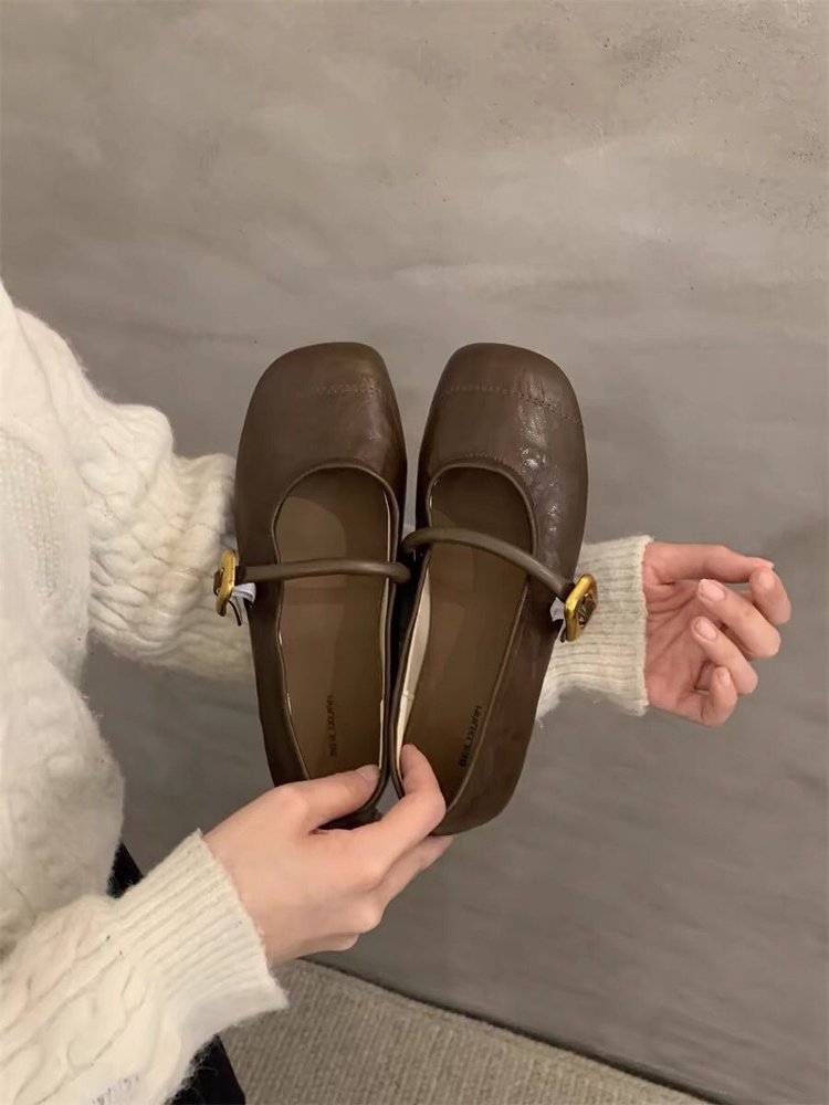 Damen elegante Ballerinas mit modischem Riemen und komfortabler Sohle EB