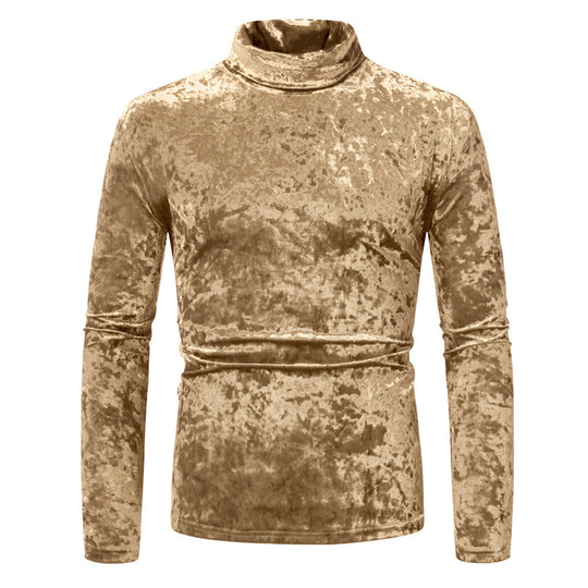 Herren eleganter Stehkragenpullover aus luxuriösem Samt EB
