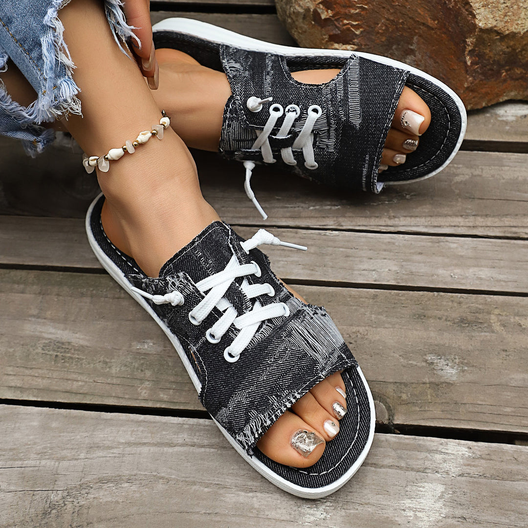 Damen Freizeitsandalen mit offenem Zehenbereich und lässigem Schnürdesign EB