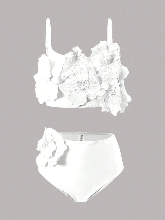 Damen Floral Bikini mit voluminösem Blüten-Design EB