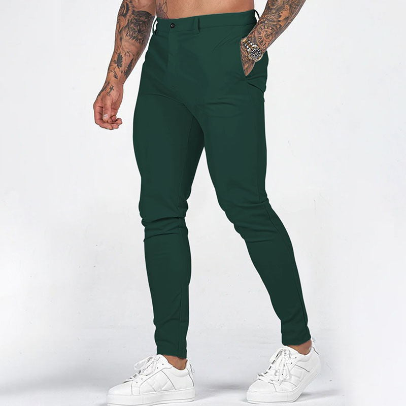 Herren Slim-Fit Chinohosen mit elastischem Bund und praktischen Taschen EB