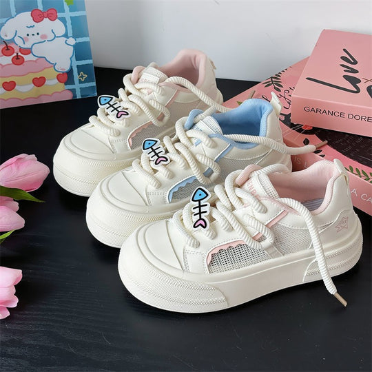 Damen Sportliche Sneakers mit atmungsaktiver Mesh-Oberfläche und elastischem Schaft EB