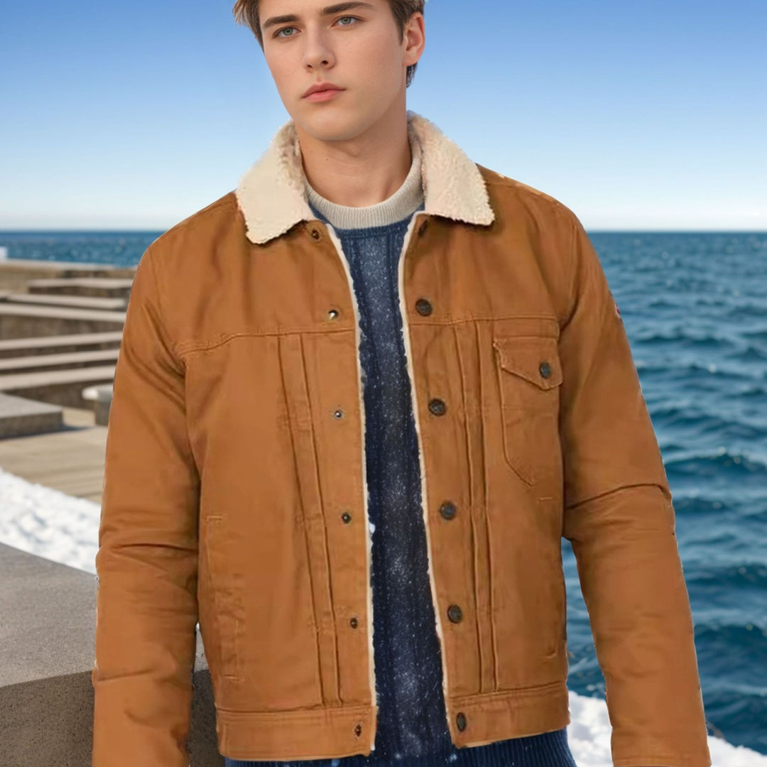 Herren kuschelige und stylische Fleecejacke mit Druckknöpfen EB