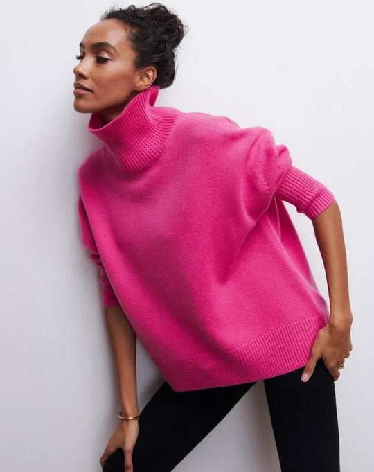 Damen Oversized Rollkragenpullover aus weichem Strick EB