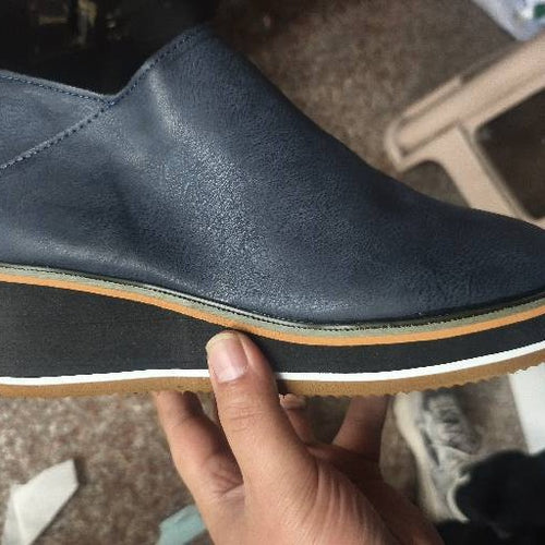 Damen nan Keil-Plateau-Slipper aus Kunstleder mit gepolstertem Komfortfußbett und rutschfester Leichtsohle EB