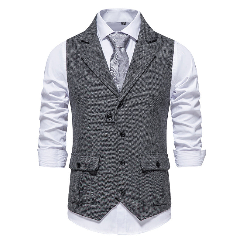 Herren Anzugweste aus hochwertigem Herringbone-Stoff EB