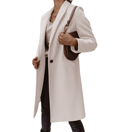 Damen Eleganter Wollmantel mit schmaler Silhouette und praktischen Taschen EB