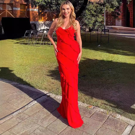 Damen Elegantes Abendkleid mit körperbetontem Schnitt und tiefem V-Ausschnitt EB