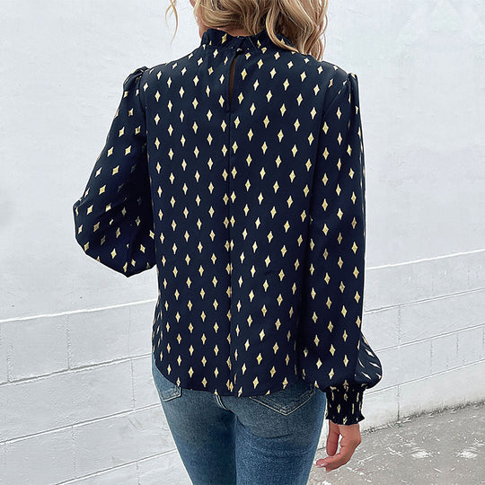 Damen Bluse mit hochwertigem Druck und großzügigen Puffärmeln EB