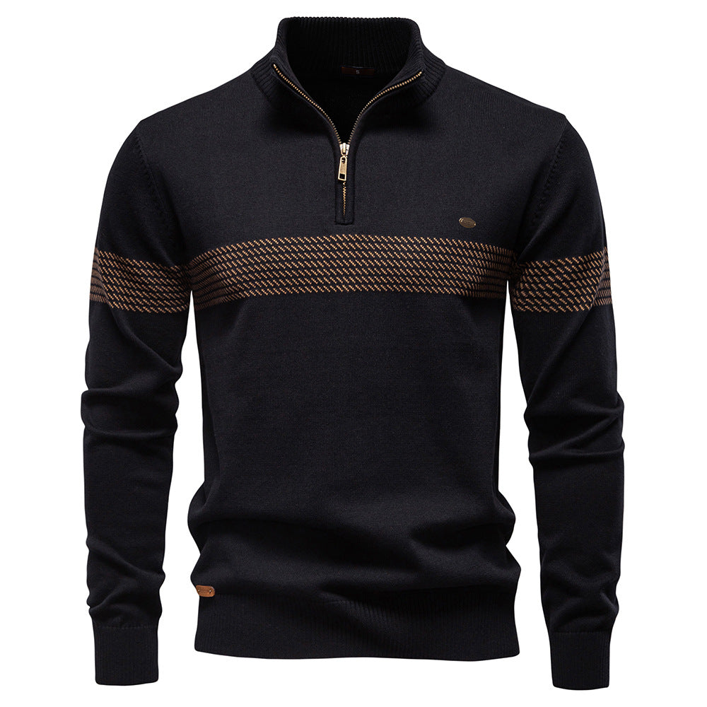 Herren Pullover mit Stehkragen und Reißverschluss EB