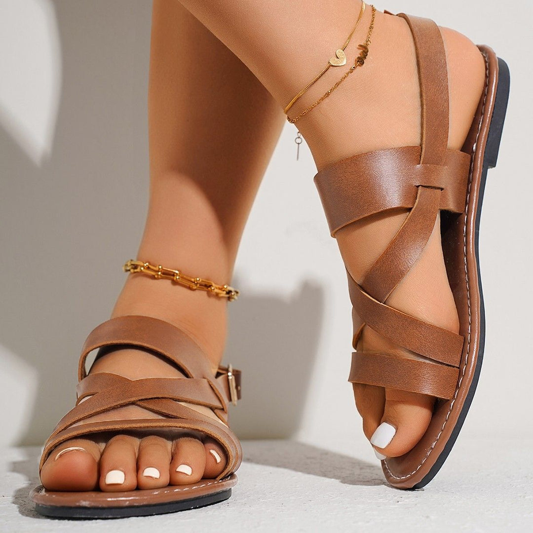 Damen Riemchen-Sandalen mit komfortablem Fußbett und eleganter Schnallenverzierung EB