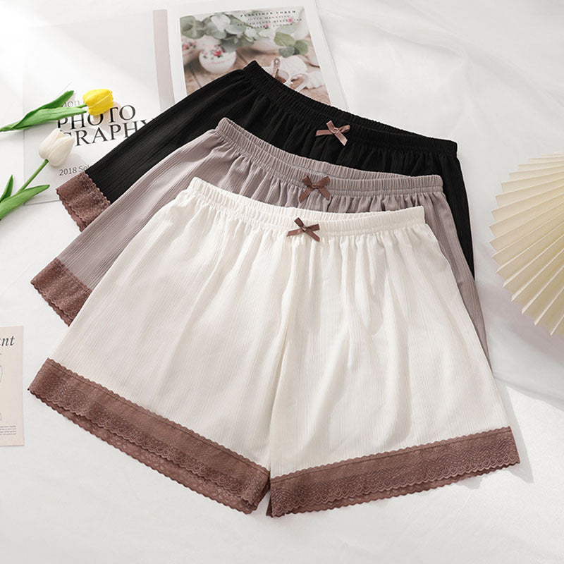 Damen Lässige Shorts mit dekorativem Spitzenbesatz EB