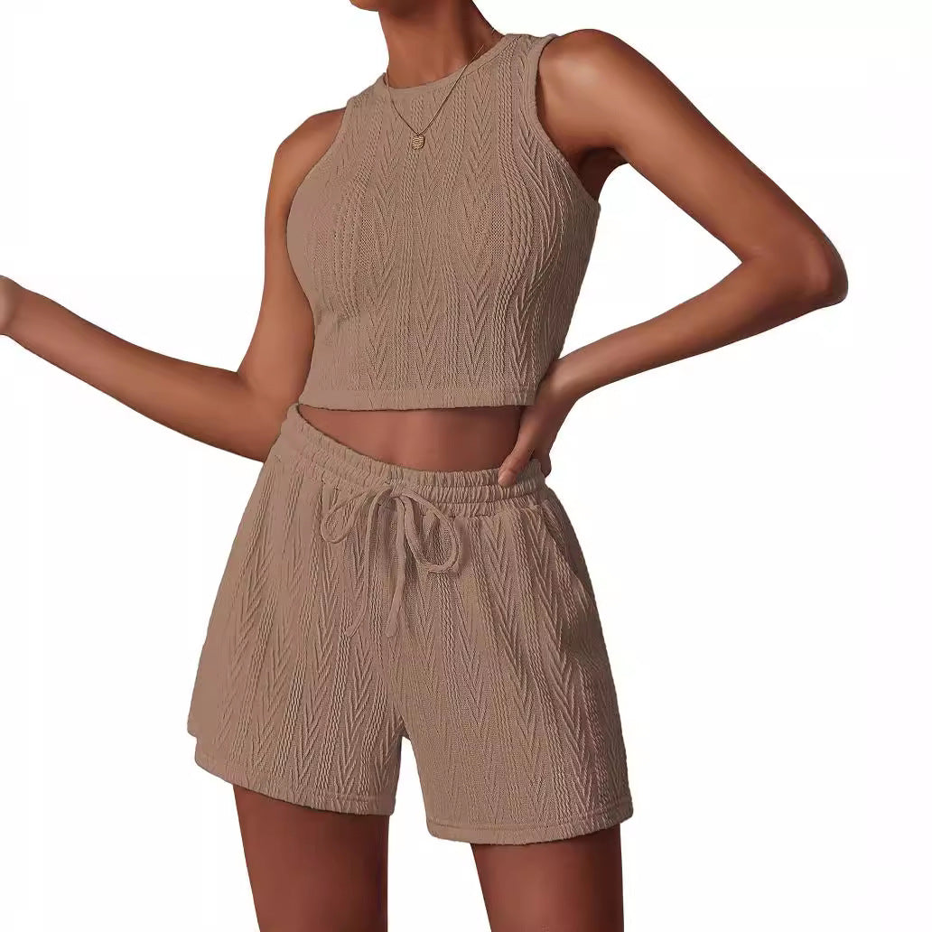 Damen stylisches Athletic-Set mit trendigem Rippenmuster EB