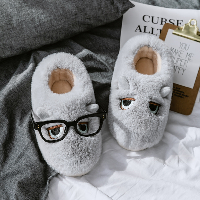 Damen Hausschuhe mit tierischem Motiv und weichem Fleece-Innenfutter EB