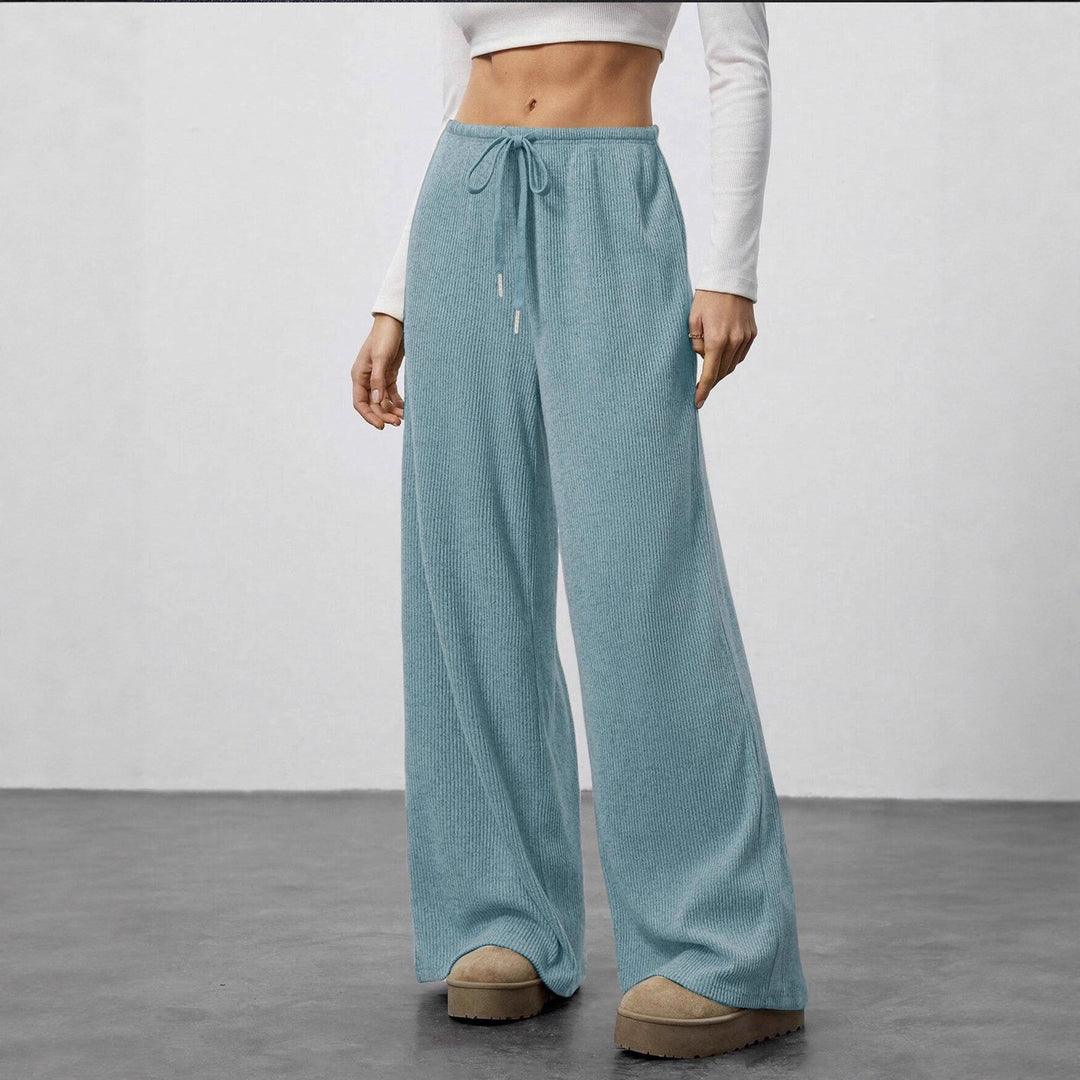 Damen Weit geschnittene Relax-Hose aus elastischem Strickmaterial mit Kordelzug EB