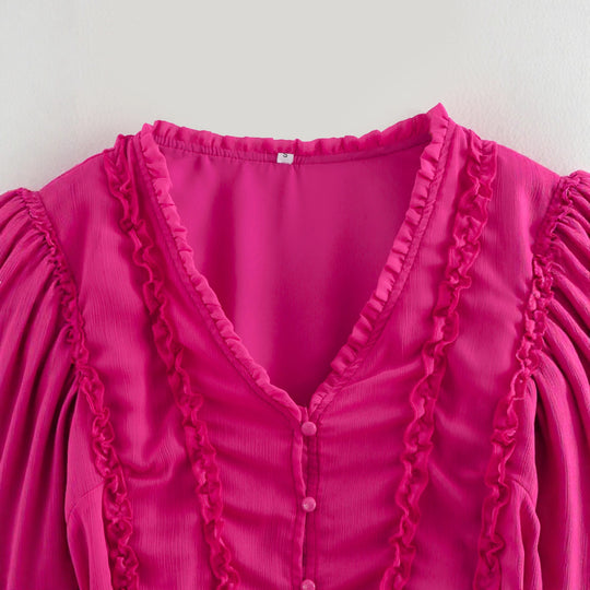 Damen verspieltes Minikleid mit Rüschendetails und Taillengürtel EB