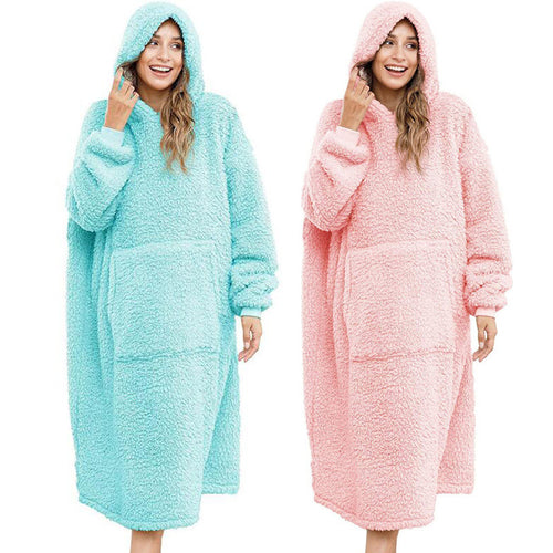 Herren Kuscheliger Fleece-Bademantel mit Kapuze und Taschen EB