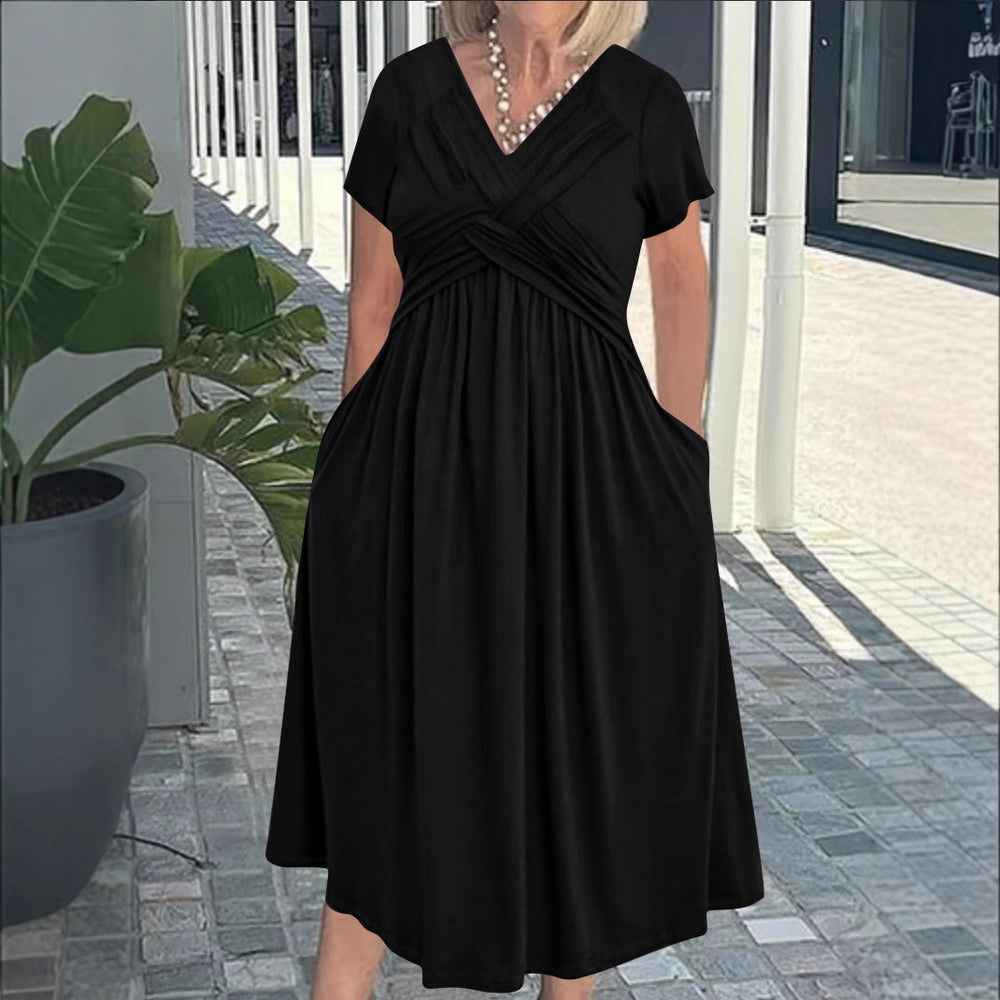 Damen Jumpsuit mit figurbetontem Wickeldesign und elegantem V-Ausschnitt EB