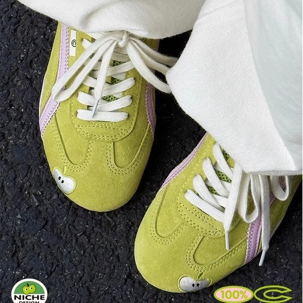 Damen bequeme Sneaker mit verspieltem Schleifendesign und atmungsaktiver Sohle EB