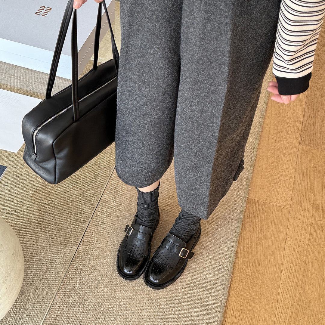 Damen Elegante Mokassins mit dekorativem Fransen-Design und modischen Schnallen EB