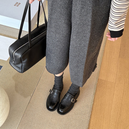 Damen Elegante Mokassins mit dekorativem Fransen-Design und modischen Schnallen EB
