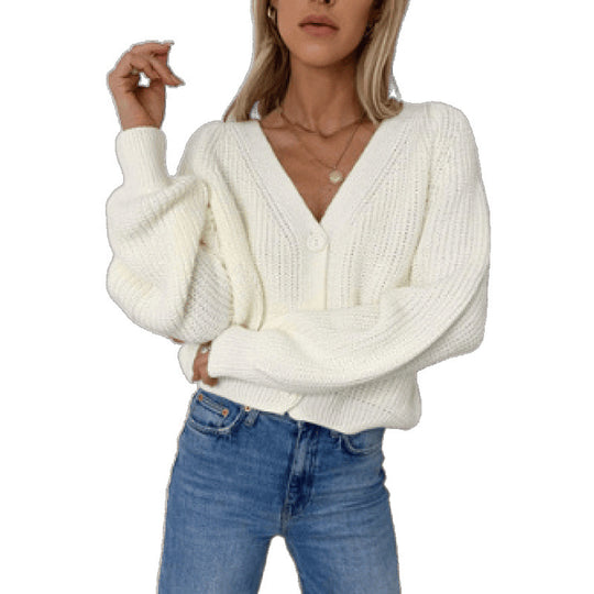 Damen Gestrickte Knopf-Cardigan EB