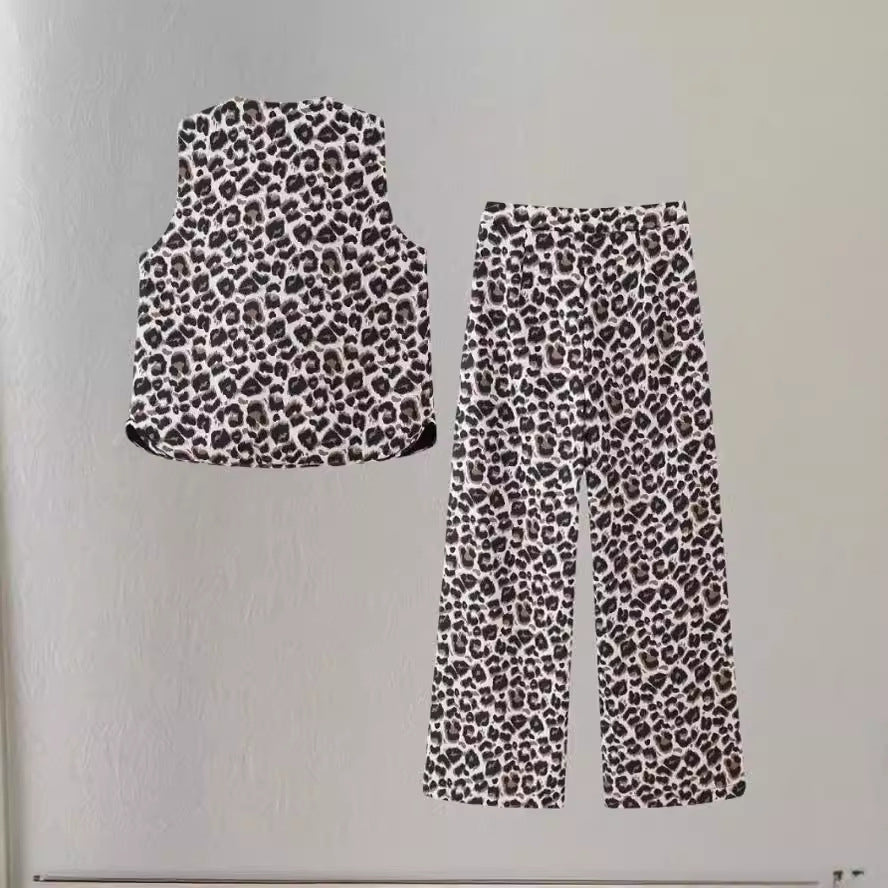 Damen Weite Leoprint-Hosen EB