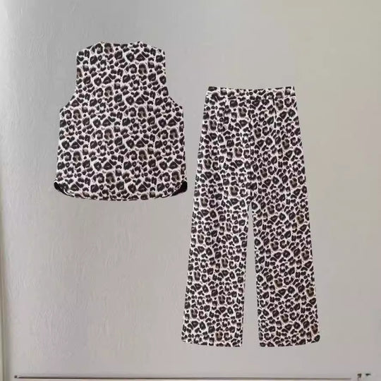 Damen Weite Leoprint-Hosen EB