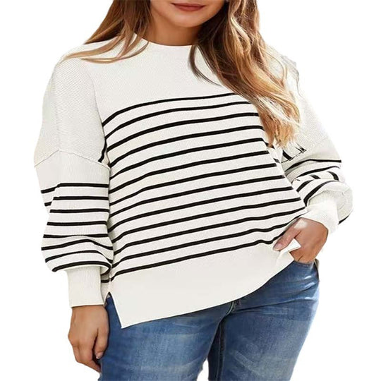 Damen gestreifter Sweatshirtpullover EB