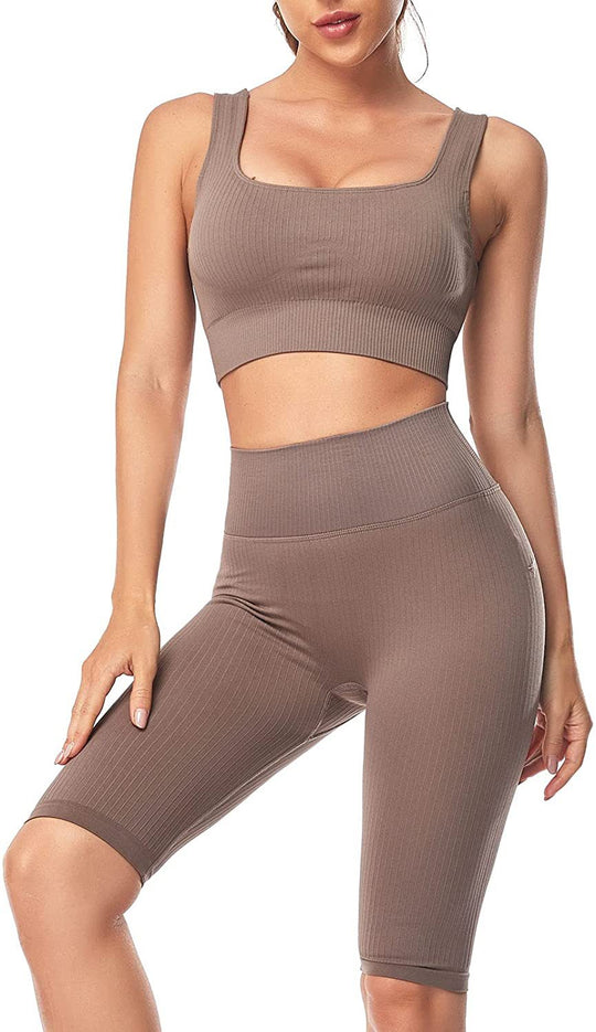 Damen Sportliches Wellness-Set mit Crop Top und Radlerhose EB