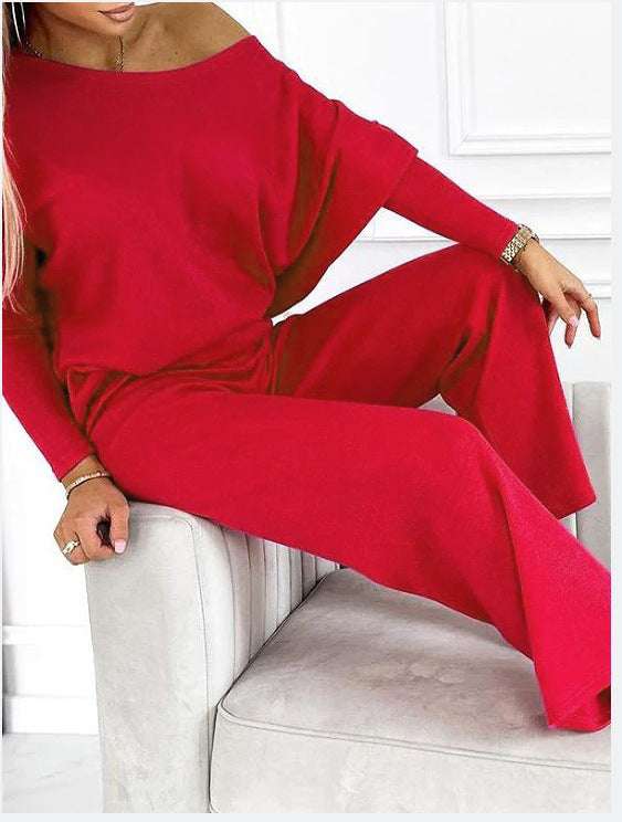 Damen Lässiges Oberteil und weite Hose Set EB