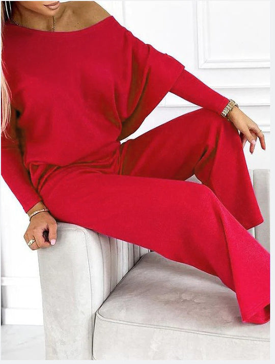 Damen Lässiges Oberteil und weite Hose Set EB
