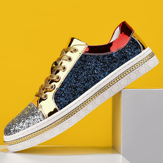 Damen Modische Sneakers mit funkelnder Oberflächenstruktur und stilvollen Akzenten EB