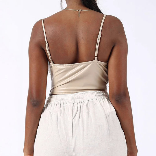 Damen Cropped Top mit elegantem V-Ausschnitt und figurbetonter Passform EB