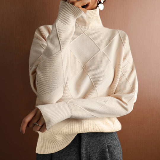 Damen Modischer Stehkragenpullover mit strukturierter Optik EB