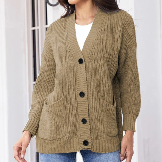 Damen Grobstrick-Cardigan mit praktischen Taschen und lässigem Schnitt EB