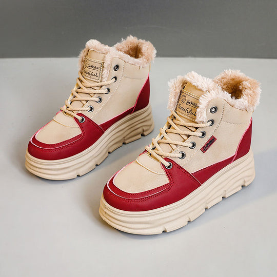 Damen Winter Sneaker mit flauschigem Innenfutter und modischer Plateau-Sohle EB