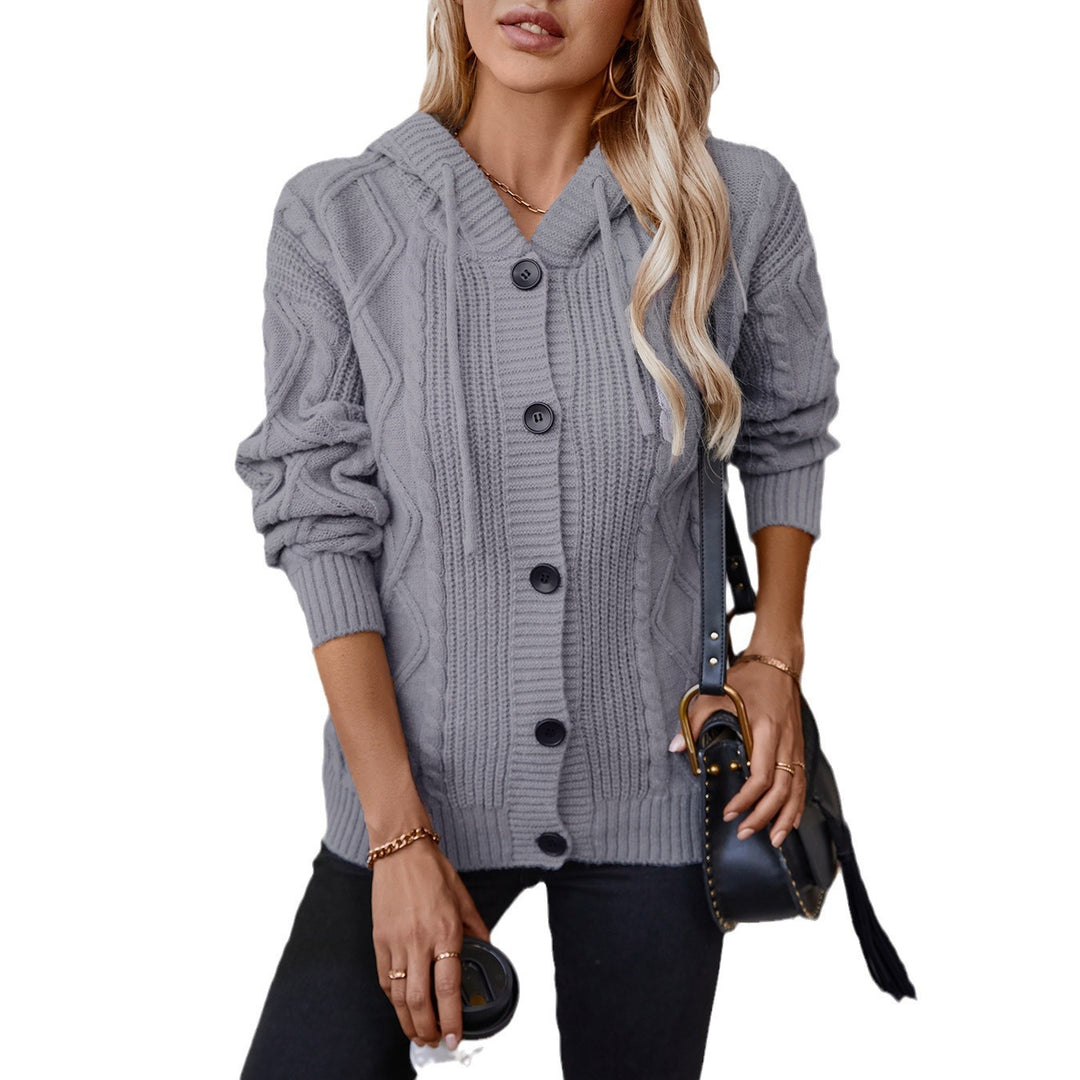 Damen Strickjacke mit Kapuze und strukturiertem Design EB