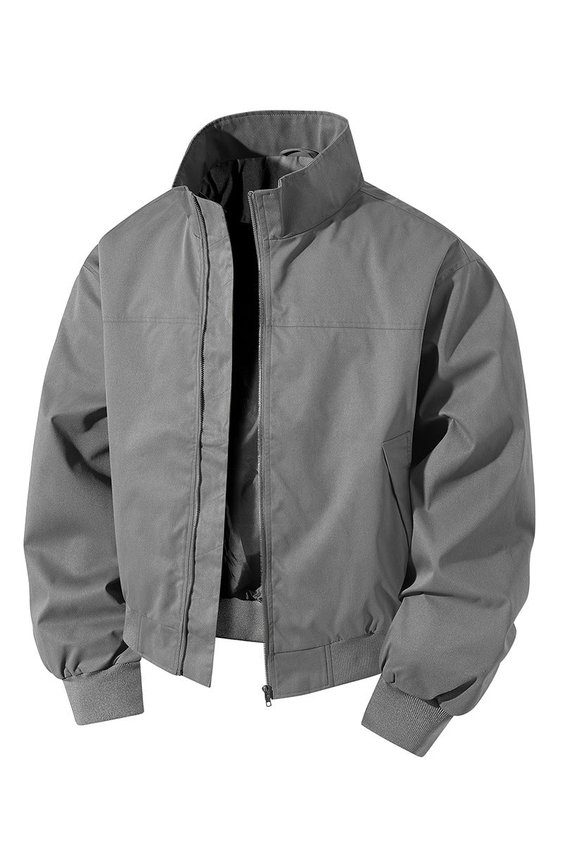 Herren kurz geschnittener Blouson mit Stehkragen und geripptem Saum EB