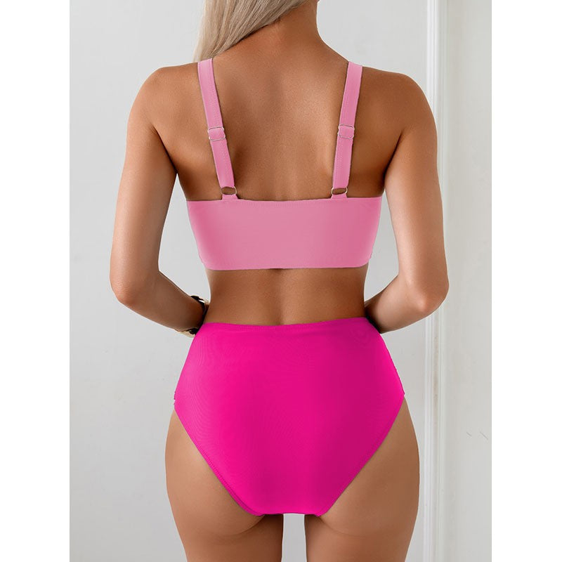 Damen Hochtailliertes Bikini-Set mit raffiniertem Wickeldesign EB
