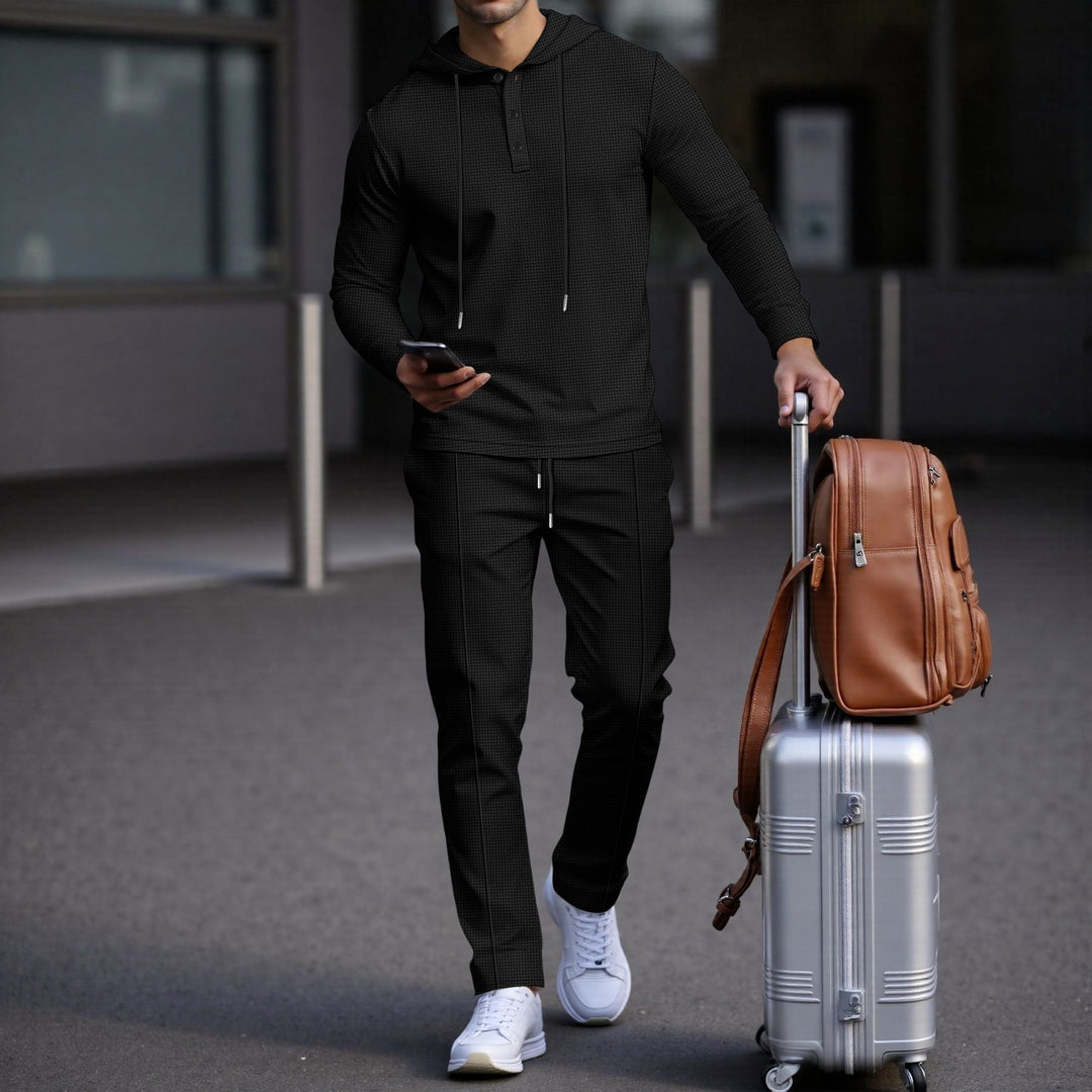 Herren sportives Hoodie und Jogginghose Set im strukturierten Design EB