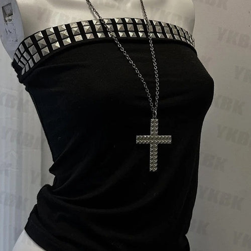 Damenrock mit spitzem Design und Nietenbesatz EB