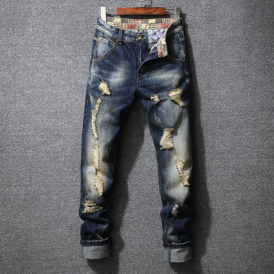Herren Zerrissene Denim-Jeans mit lässigem Schnitt EB